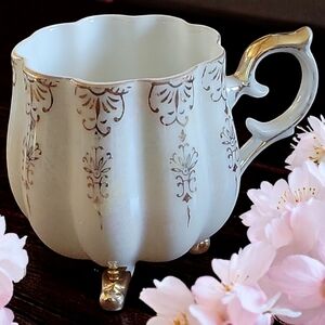 1 Vtg Marco 1950-60's Vtg Gold Accents 4 Footed Teacup Espresso Shot Cup